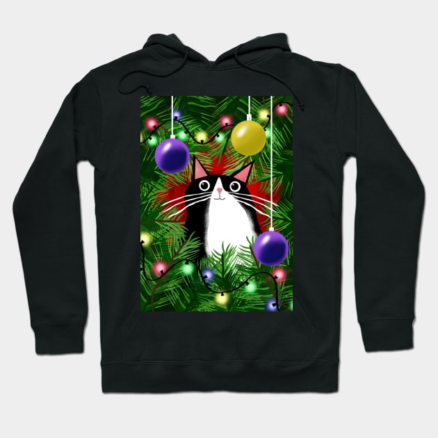 The Cat and the Christmas Tree Hoodie by Scratch